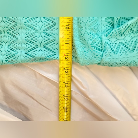 Hula Honey Turquoise Lacey Ruffled Open Back versatile Strap Bikini Top M EUC - Picture 11 of 14